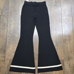 Elegant Black Flare Pants with White Trim